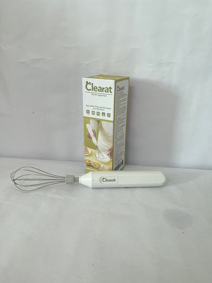 Clearat Electric Egg Beater Handheld USB Charging Milk Frother Portable Cordless Drink Mixer with Stainless Steel Whisk (White)