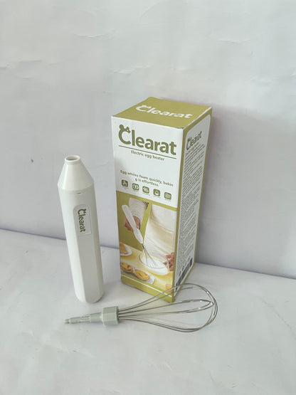 Clearat Electric Egg Beater Handheld USB Charging Milk Frother Portable Cordless Drink Mixer with Stainless Steel Whisk (White)