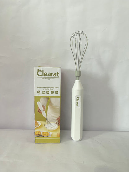 Clearat Electric Egg Beater Handheld USB Charging Milk Frother Portable Cordless Drink Mixer with Stainless Steel Whisk (White)
