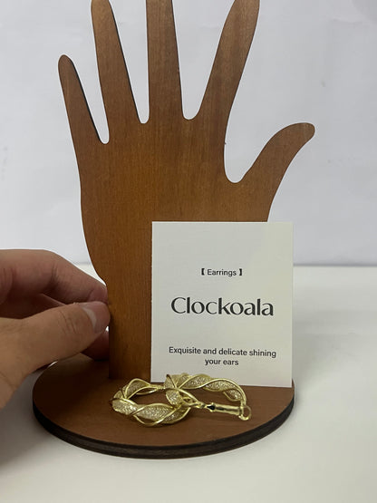 Clockoala Twisted Gold-Tone Hoop Earrings — Exquisitely Inlaid Shiny Ornaments for Daily Elegance & Casual Charm