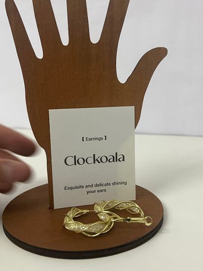 Clockoala Twisted Gold-Tone Hoop Earrings — Exquisitely Inlaid Shiny Ornaments for Daily Elegance & Casual Charm