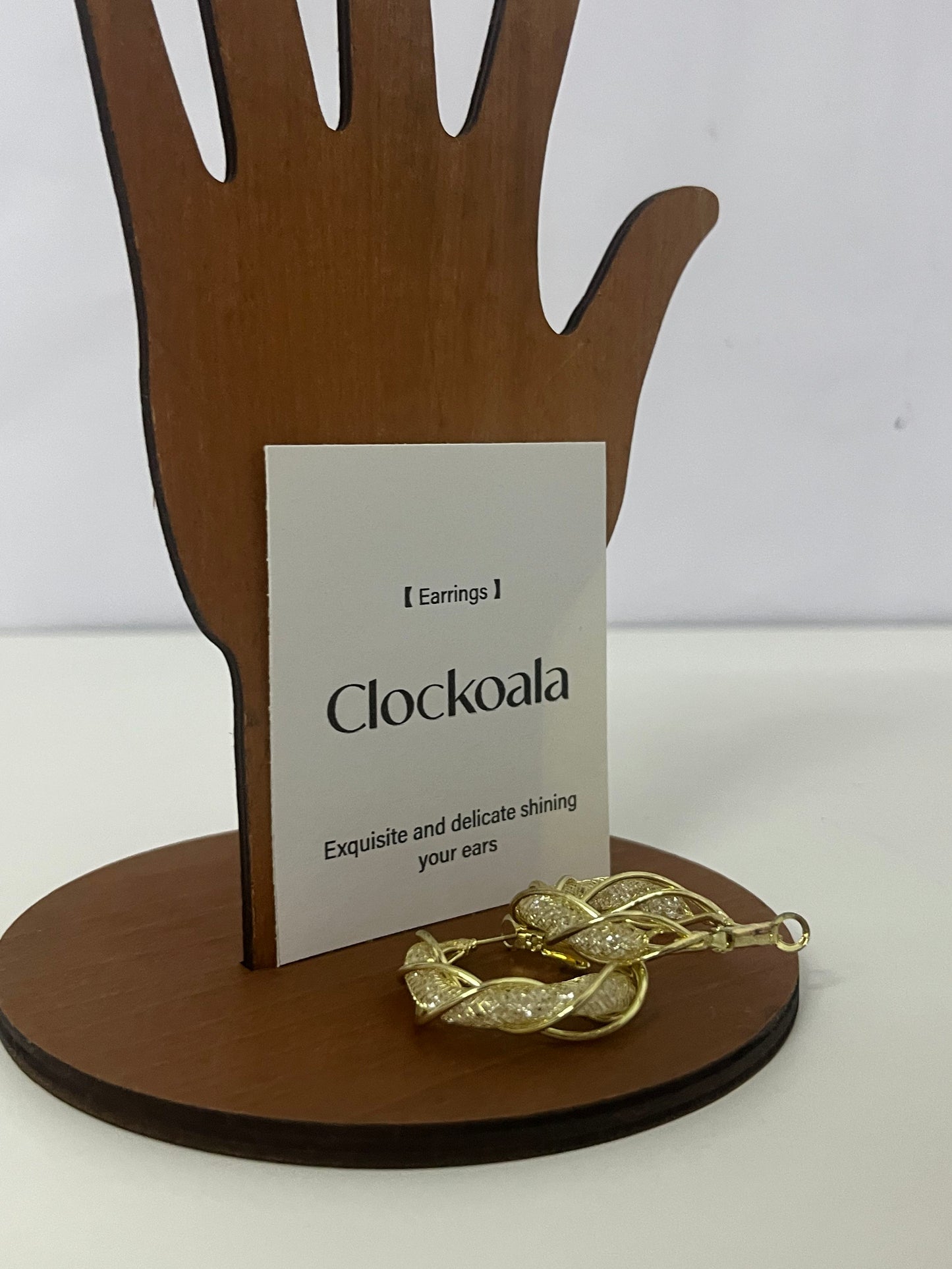 Clockoala Twisted Gold-Tone Hoop Earrings — Exquisitely Inlaid Shiny Ornaments for Daily Elegance & Casual Charm
