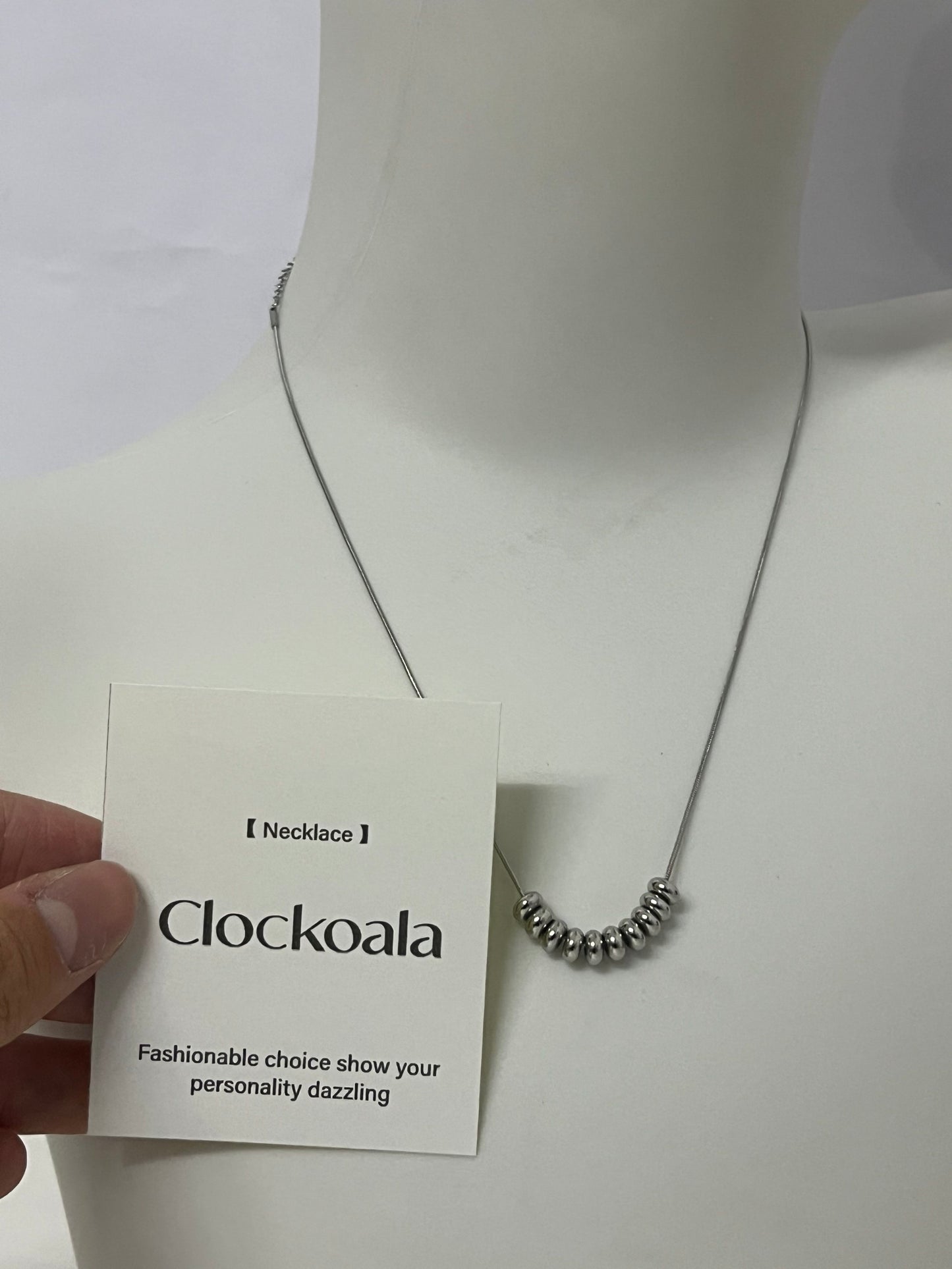 【Clockoala Curved Beaded Necklace】—— Minimalist Shiny Ornament to Highlight Personal Style
