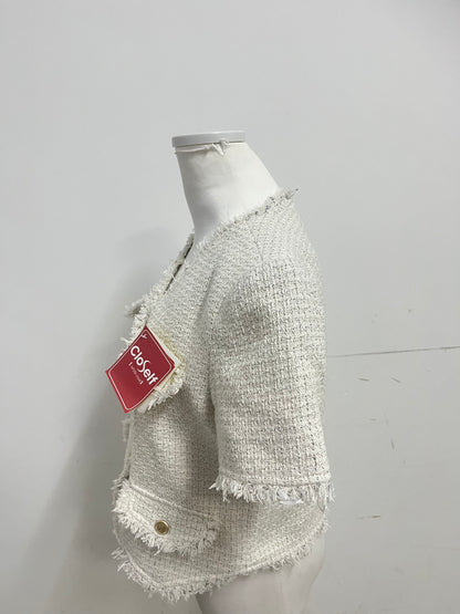 【CloSelf White Short-Sleeve Coat】——Chic Textured Outerwear for Daily Elegance
