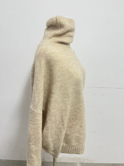 【CloSelf Khaki Turtleneck Knitted Sweater】——Cozy & Stylish Top for Daily Comfort