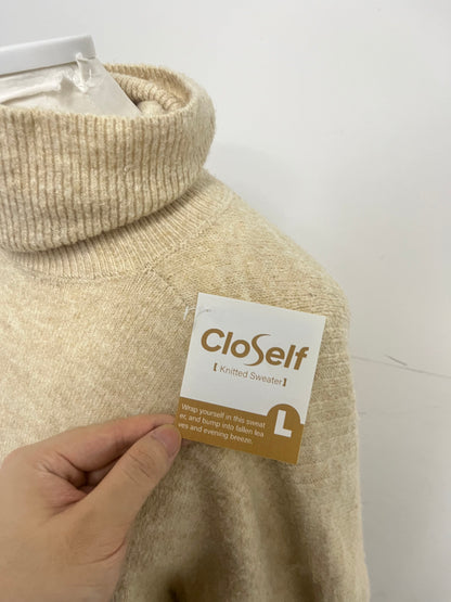 【CloSelf Khaki Turtleneck Knitted Sweater】——Cozy & Stylish Top for Daily Comfort