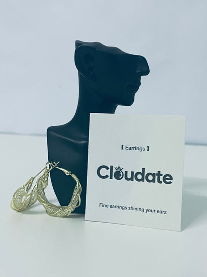 Cloudate Braided Pattern Sparkling Diamond Hoop Earrings Stylish Accessory for Enhanced Atmosphere