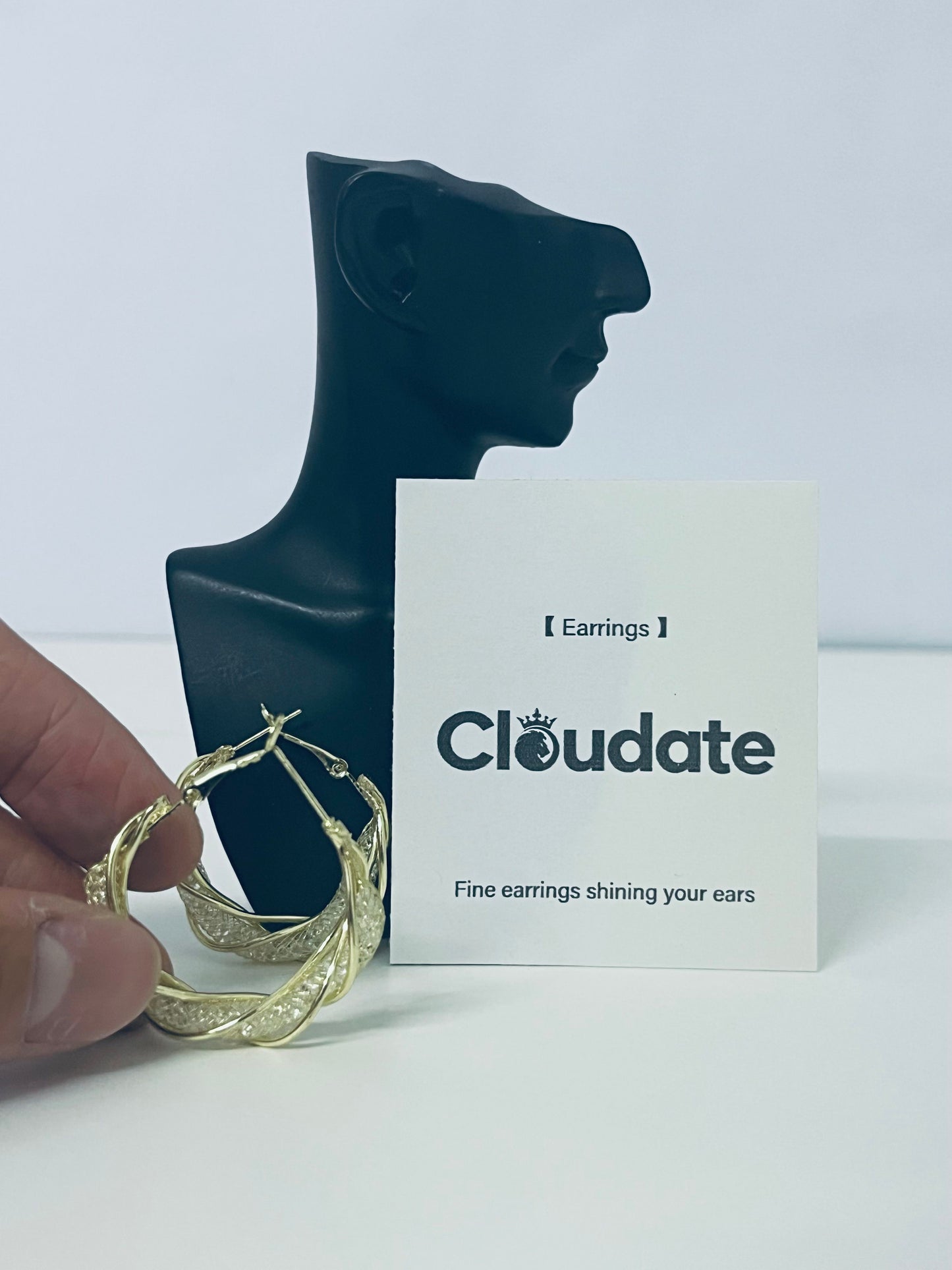 Cloudate Braided Pattern Sparkling Diamond Hoop Earrings Stylish Accessory for Enhanced Atmosphere