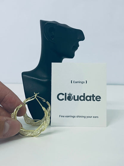Cloudate Braided Pattern Sparkling Diamond Hoop Earrings Stylish Accessory for Enhanced Atmosphere