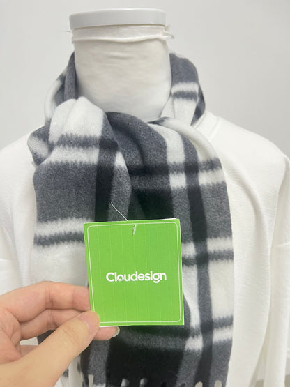 【Cloudesign Black and White Plaid Scarf】—— Stylish & Cozy Daily Matching Essential
