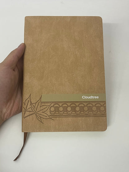 Cloudtree Retro Brown Maple Leaf Pattern Notebook High-Quality Writing & Recording Item