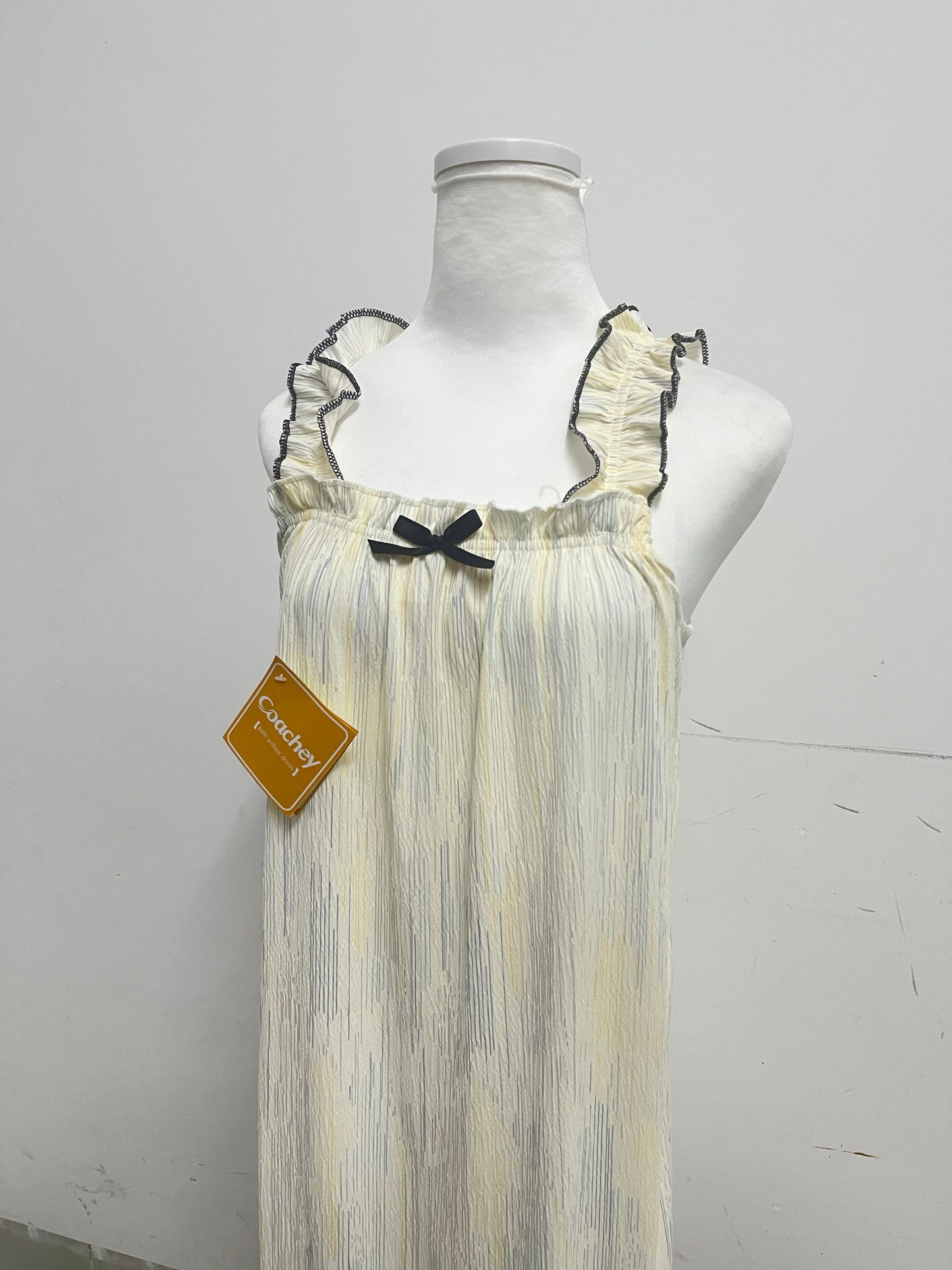 【Coachey Pale Yellow Sling Dress】——Chic & Delicate Dress for Daily Elegance