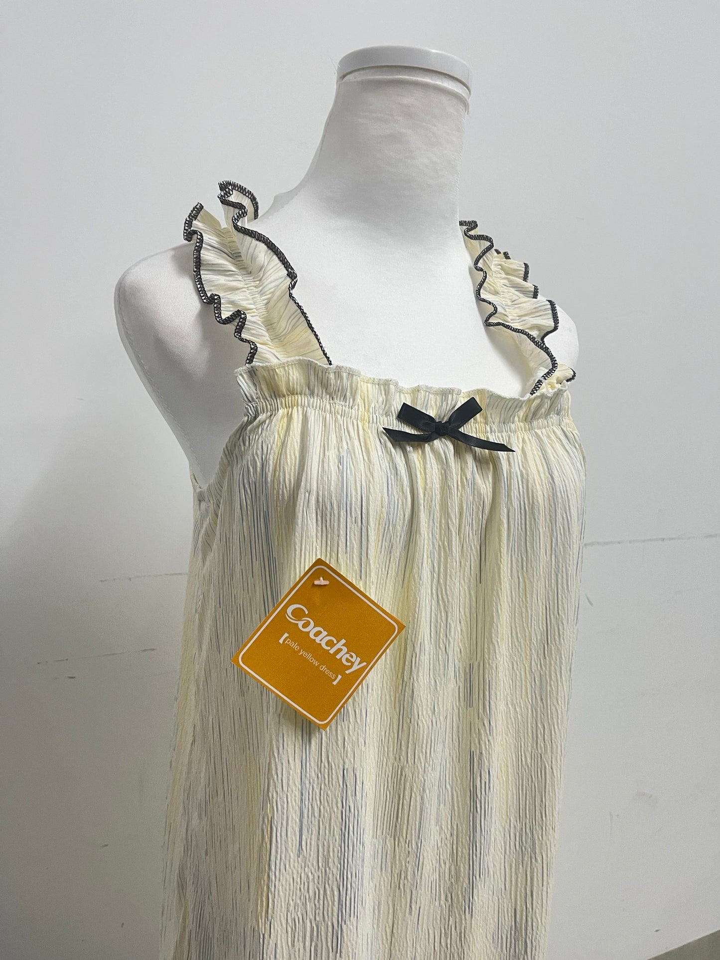 【Coachey Pale Yellow Sling Dress】——Chic & Delicate Dress for Daily Elegance