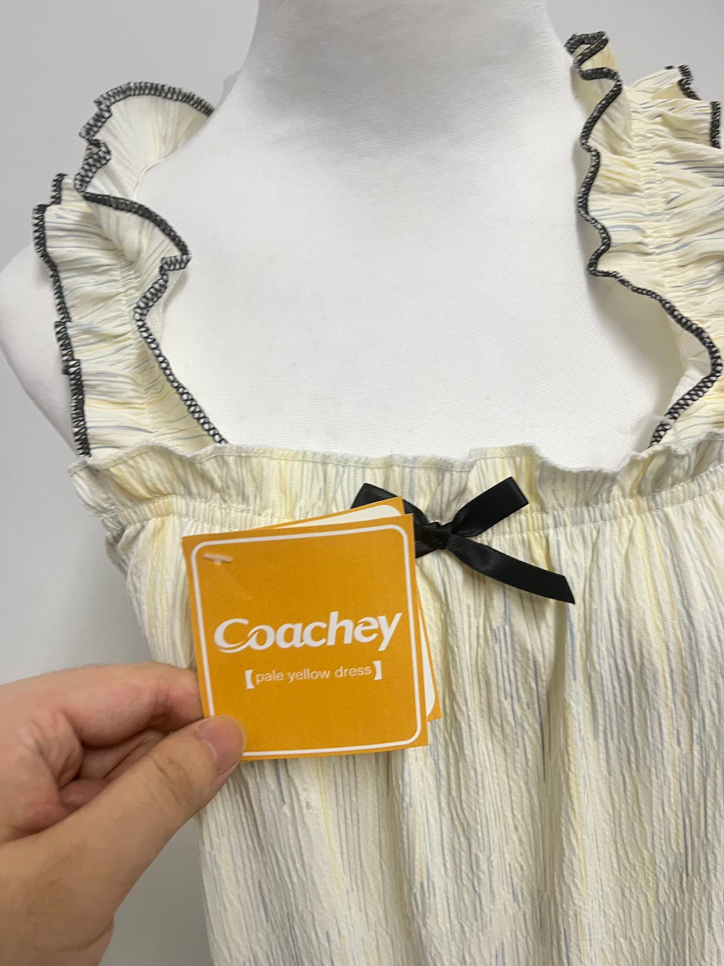 【Coachey Pale Yellow Sling Dress】——Chic & Delicate Dress for Daily Elegance