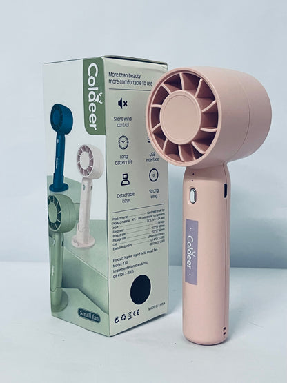 Coldeer Portable electric fans Small and Powerful,Cute Design 3 Speed Personal Handheld fan with hook stand for Stylish Kids Girls Women Men Indoor Outdoor Travel