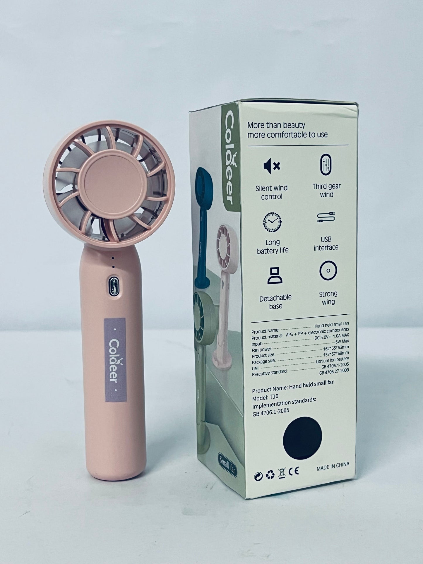 Coldeer Portable electric fans Small and Powerful,Cute Design 3 Speed Personal Handheld fan with hook stand for Stylish Kids Girls Women Men Indoor Outdoor Travel