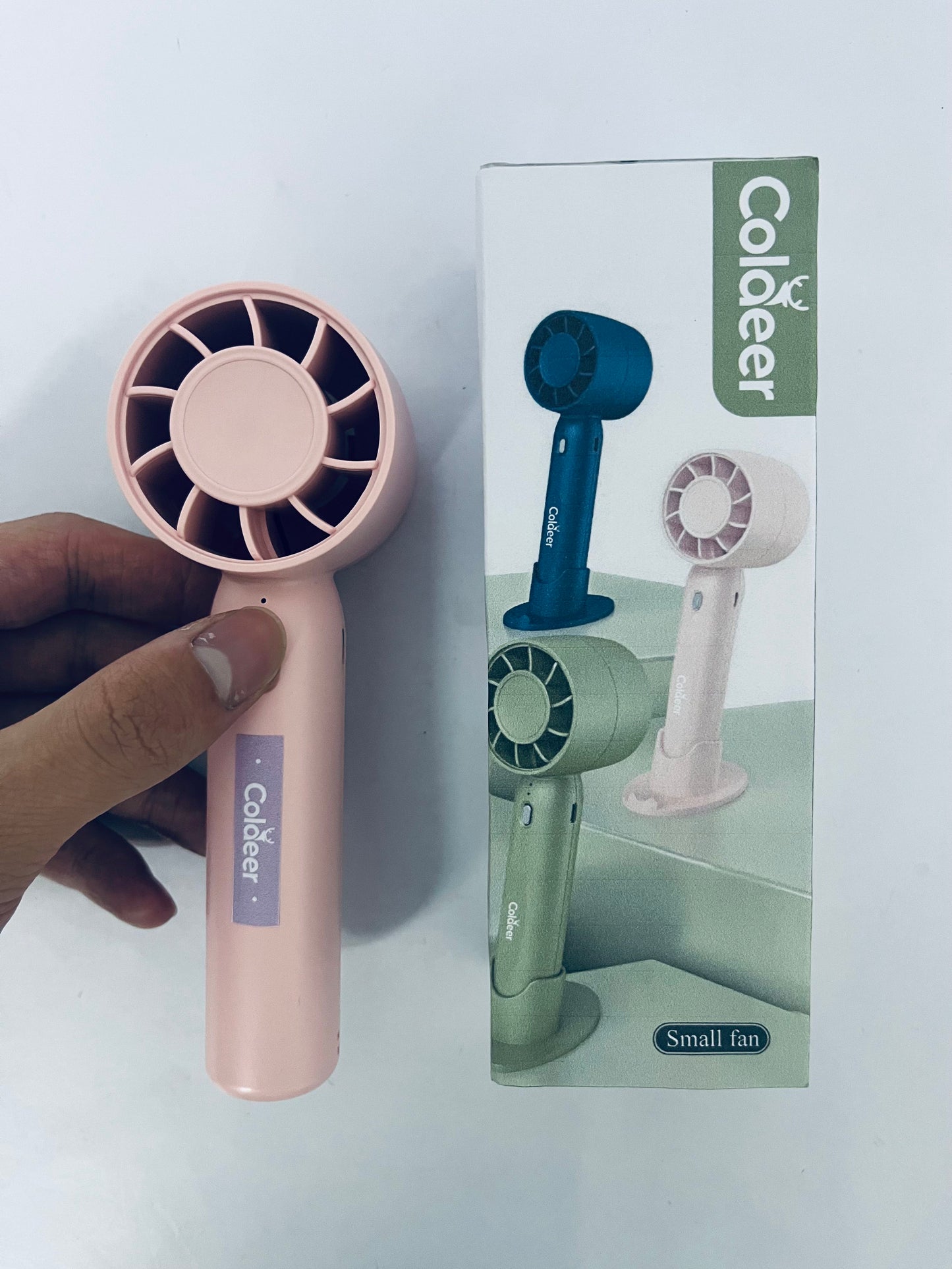 Coldeer Portable electric fans Small and Powerful,Cute Design 3 Speed Personal Handheld fan with hook stand for Stylish Kids Girls Women Men Indoor Outdoor Travel