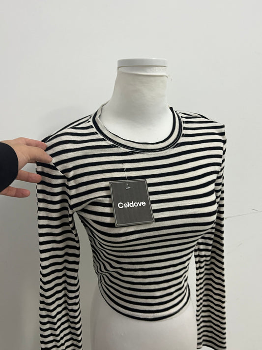 【Coldove Striped Cropped Long-Sleeve Top】—— Stylish & Versatile Daily Basic