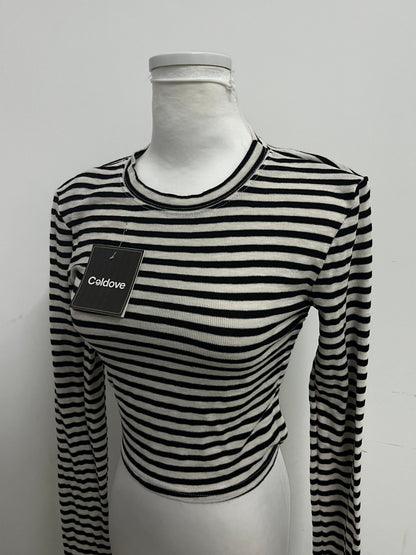【Coldove Striped Cropped Long-Sleeve Top】—— Stylish & Versatile Daily Basic