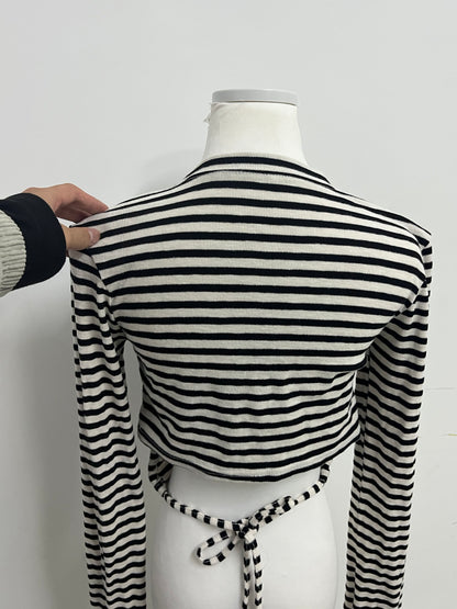 【Coldove Striped Cropped Long-Sleeve Top】—— Stylish & Versatile Daily Basic