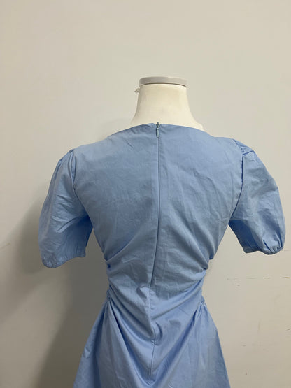 【Coldove Light Blue Square Neck Dress】—— Elegant & Airy Daily Wear