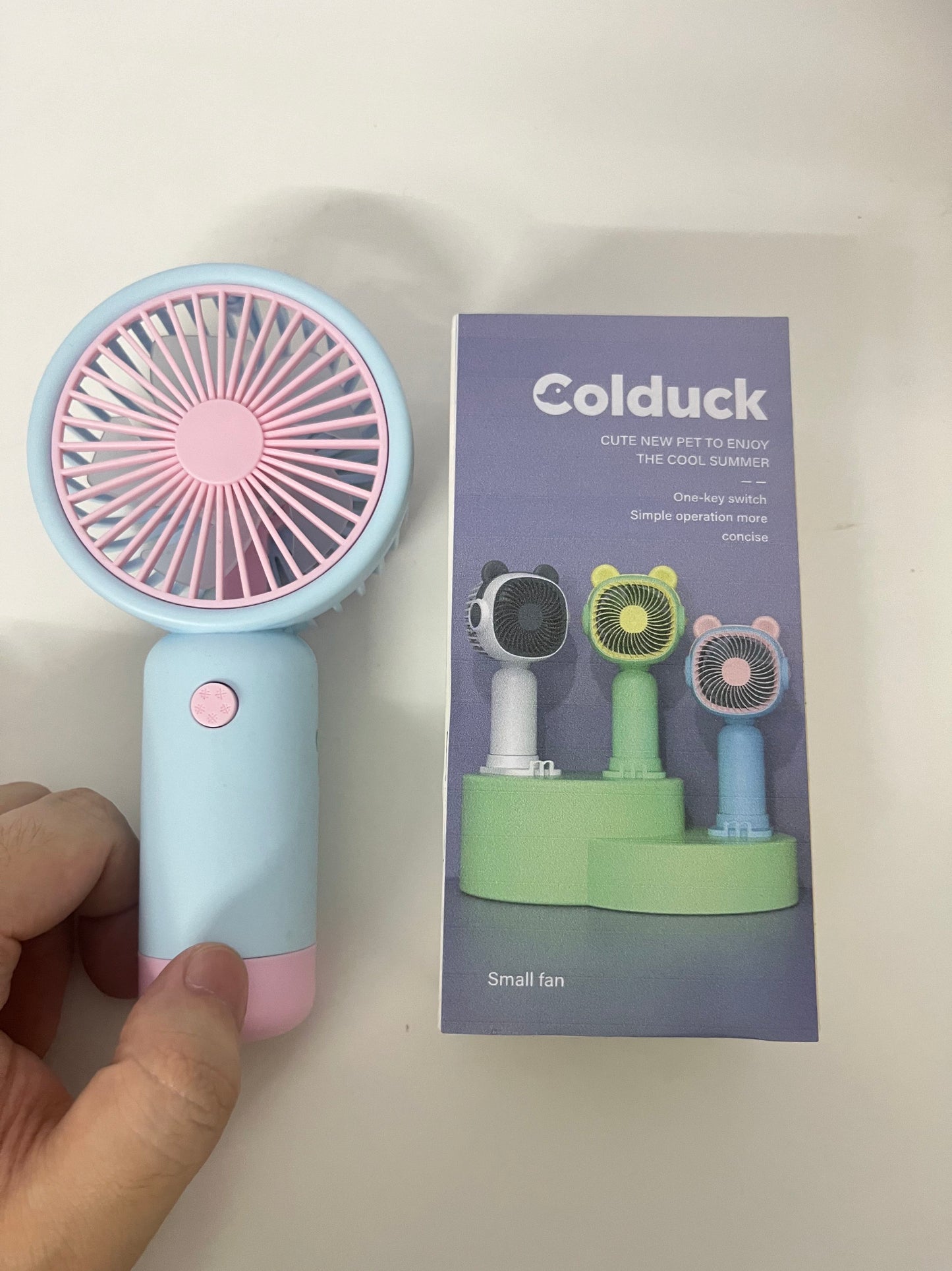 Colduck Electric fans Macaron Handheld Mini Fan Cute & Portable Cool & Long-Lasting A Cooling Pet for Summer Outings