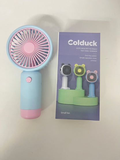 Colduck Electric fans Macaron Handheld Mini Fan Cute & Portable Cool & Long-Lasting A Cooling Pet for Summer Outings