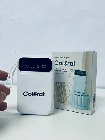 Colorat White Portable Charger - Digital Battery Display & Cable-Free Convenience