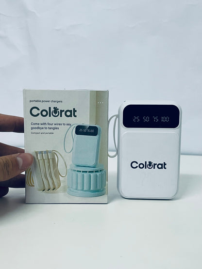 Colorat White Portable Charger - Digital Battery Display & Cable-Free Convenience