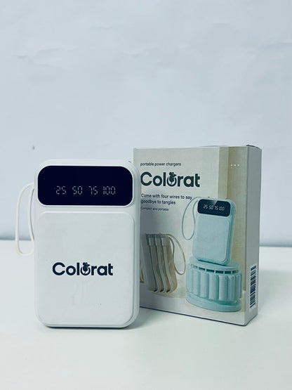 Colorat White Portable Charger - Digital Battery Display & Cable-Free Convenience