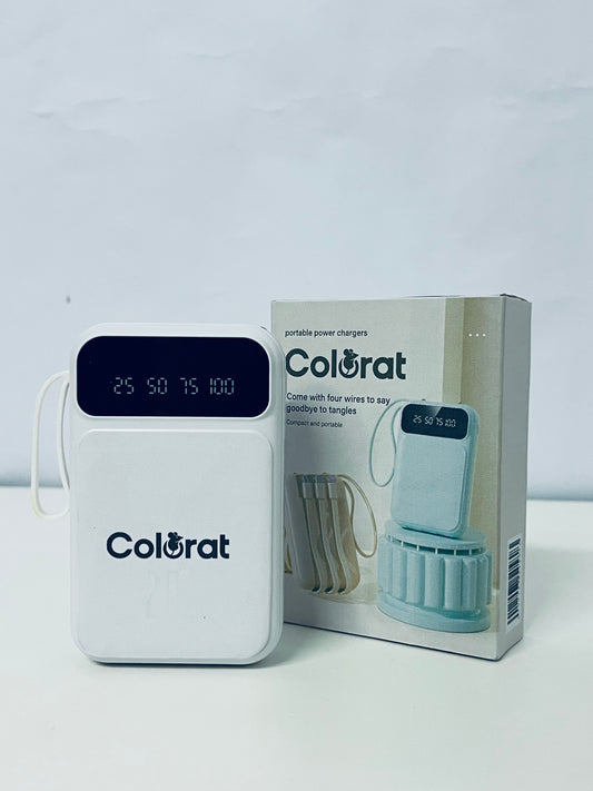 Colorat White Portable Charger - Digital Battery Display & Cable-Free Convenience