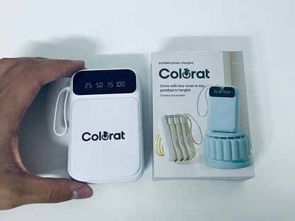 Colorat White Portable Charger - Digital Battery Display & Cable-Free Convenience