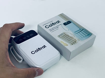 Colorat White Portable Charger - Digital Battery Display & Cable-Free Convenience