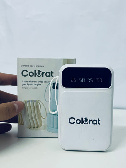 Colorat White Portable Charger - Digital Battery Display & Cable-Free Convenience