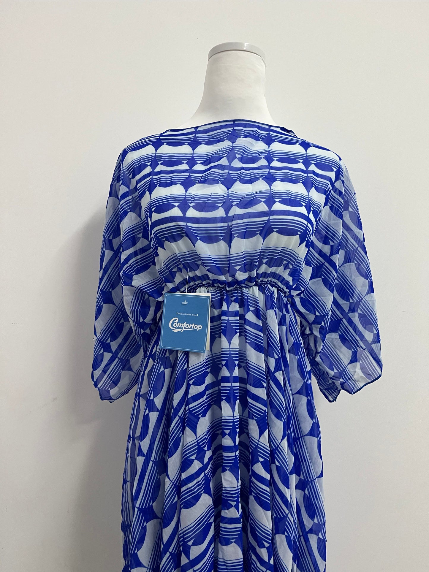 Comfortop Womens Caftan Plus Size Kaftans Casual Round Neck Caftans Long Soft Beach Maxi Dress for Summer