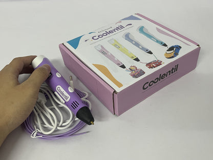 Coolentil 3D Printing Pen with Display - Includes 3D Pen, 4 Starter Colors of PLA Filament, Stencil Book + Project Guide, and Charger