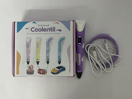 Coolentil 3D Printing Pen with Display - Includes 3D Pen, 4 Starter Colors of PLA Filament, Stencil Book + Project Guide, and Charger