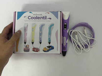 Coolentil 3D Printing Pen with Display - Includes 3D Pen, 4 Starter Colors of PLA Filament, Stencil Book + Project Guide, and Charger