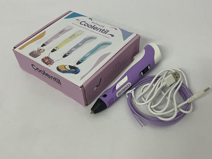 Coolentil 3D Printing Pen with Display - Includes 3D Pen, 4 Starter Colors of PLA Filament, Stencil Book + Project Guide, and Charger
