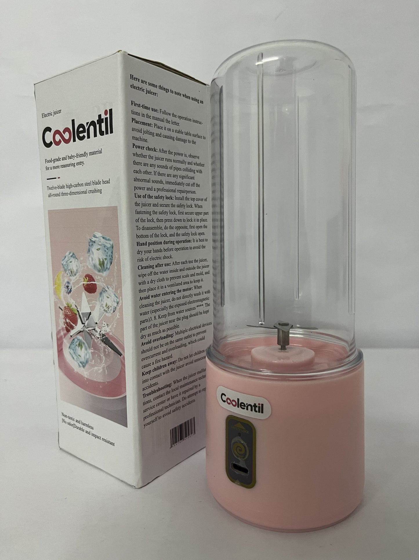 Coolentil Mini Blender Outdoor Large Capacity Battery Easy Juicer Machine