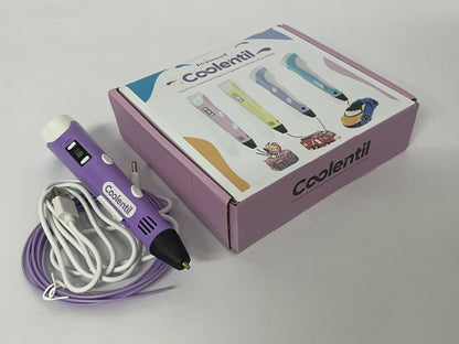 Coolentil 3D Printing Pen with Display - Includes 3D Pen, 4 Starter Colors of PLA Filament, Stencil Book + Project Guide, and Charger