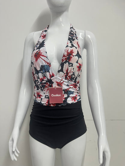【Coolion Floral Halter One-Piece Swimsuit】—— Flattering Style & Comfort for Beach Days