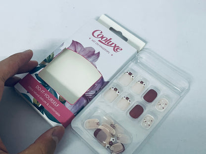 Cooluxe False nails Fall Press on Nails Extra Short Square Fake Nails Autumn Flowers Designs False Nails Glossy Glue on Nails Brown Acrylic Nails Full Cover Small Stick on Nails for Women Nail Art Manicure 24 Pcs