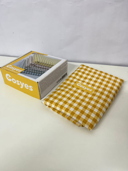 Cosyes Textile tablecloths , 54 x 108 Inch Tablecloth, Rectangle White and Yellow Checkered Table Covers for Picnic, Birthday, Party