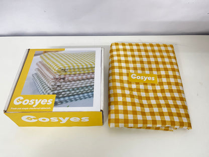 Cosyes Textile tablecloths , 54 x 108 Inch Tablecloth, Rectangle White and Yellow Checkered Table Covers for Picnic, Birthday, Party