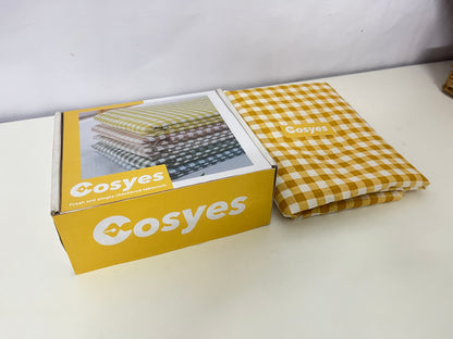 Cosyes Textile tablecloths , 54 x 108 Inch Tablecloth, Rectangle White and Yellow Checkered Table Covers for Picnic, Birthday, Party