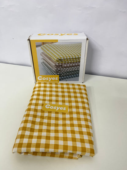 Cosyes Textile tablecloths , 54 x 108 Inch Tablecloth, Rectangle White and Yellow Checkered Table Covers for Picnic, Birthday, Party