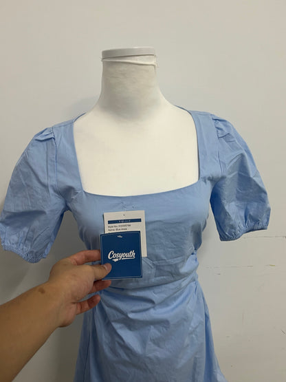 Cosyouth French Square Neck Puff Sleeve Ruched Dress: Unlock Your Fresh Summer Style