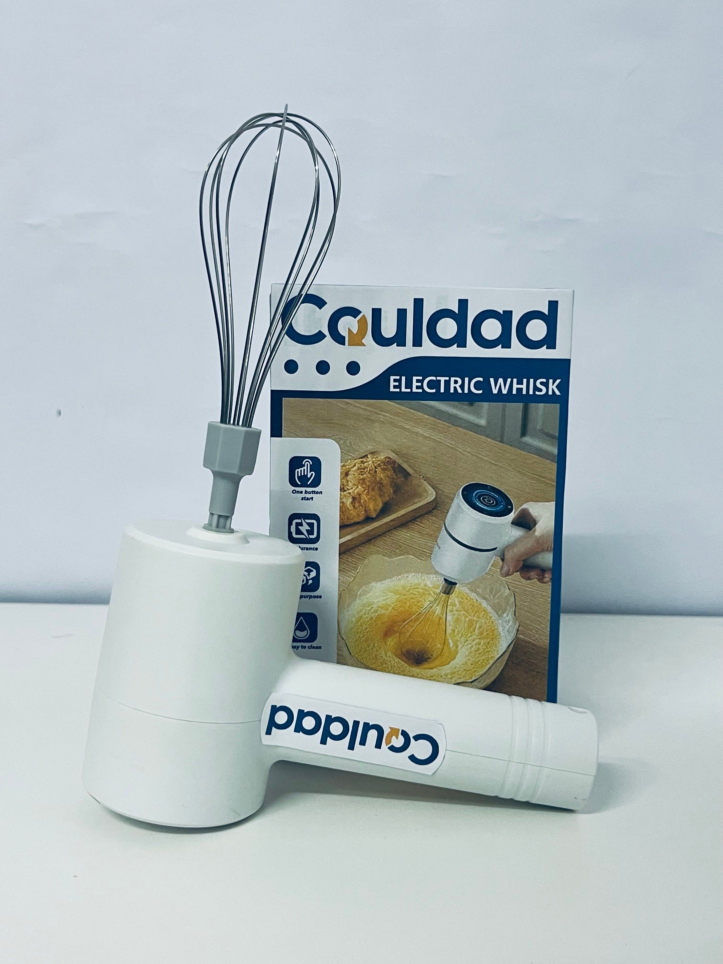 Couldad Electric Egg Beater - 250W Handheld Mixer with 5 Speeds, 304 Stainless Steel Beaters for Baking, Cake, Cream, Cookie (White)