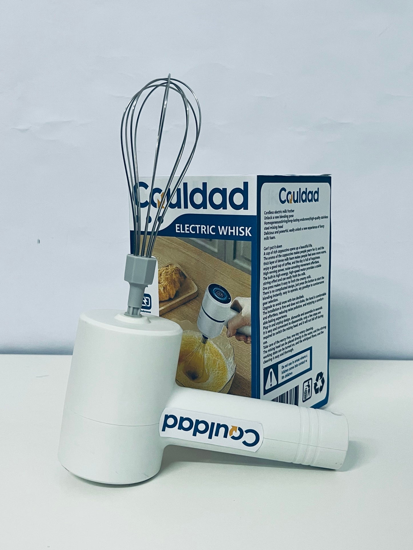 Couldad Electric Egg Beater - 250W Handheld Mixer with 5 Speeds, 304 Stainless Steel Beaters for Baking, Cake, Cream, Cookie (White)